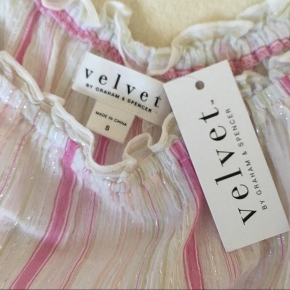 Velvet Graham Spencer Striped Off-the-Shoulder Top - Picture 2 of 5